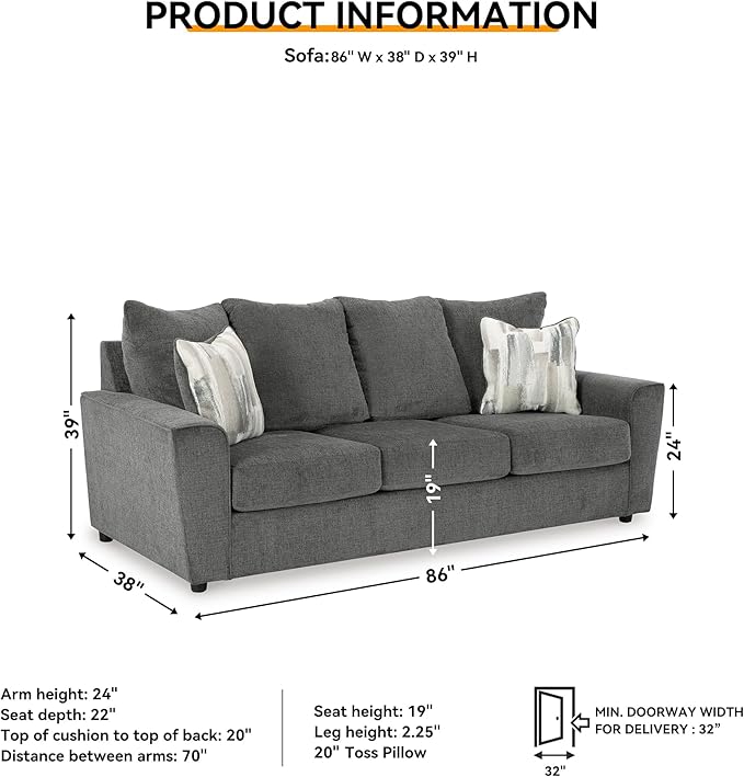 Signature Design by Ashley Stairatt Casual Sofa with Flared Arms, Gray