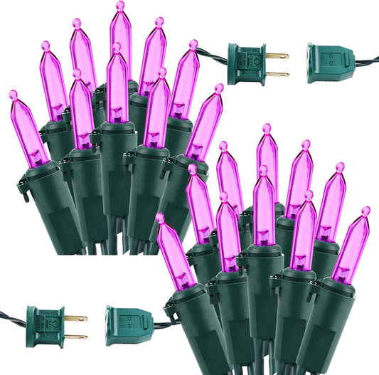Brizled Purple Christmas Lights, 2 Pack 33ft 100 LED Christmas String Lights, 120V UL Certified Purple Halloween Light Connectable Mini Xmas Tree Light Outdoor for Halloween Xmas Party Wedding Holiday