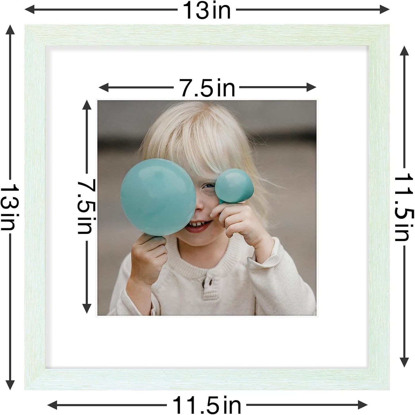 Vittanly 12x12 Picture Frames Set of 9, Shatter Resistant Plexiglass, Display 8x8 Pictures with Mat or 12x12 without Mat, Photo Frames for Wall Mount, Engineered Wood, Vintage Green