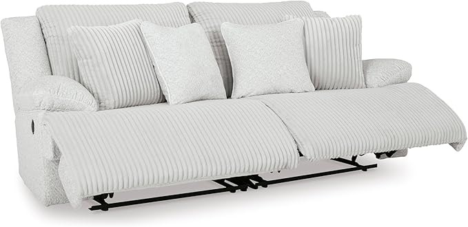 Signature Design by Ashley Top Tier Coastal 2-Piece Reclining Sectional Loveseat with 4 Accent Pillows, Light Gray