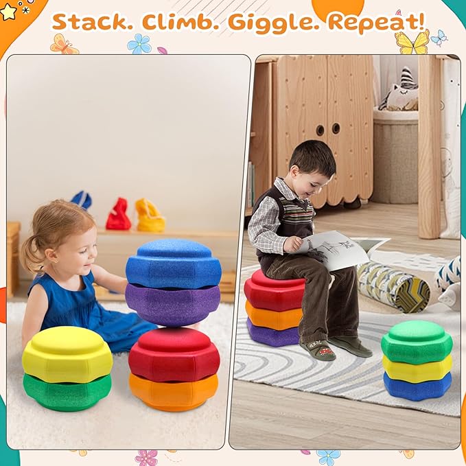 Stepping Stones for Kids – 6 pcs EPP Balance Sensory Kids Stepping Stones for Toddlers 1-3 for Indoor Outdoor Activity Promoting Toddler's Balance and Coordination Skills