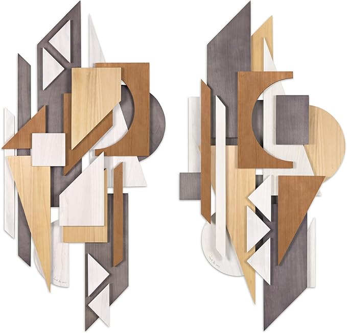 Empire Art Direct Moonlit Mist I & II Hand Made & Hand Finished Dimensional Solid Wood Abstracts