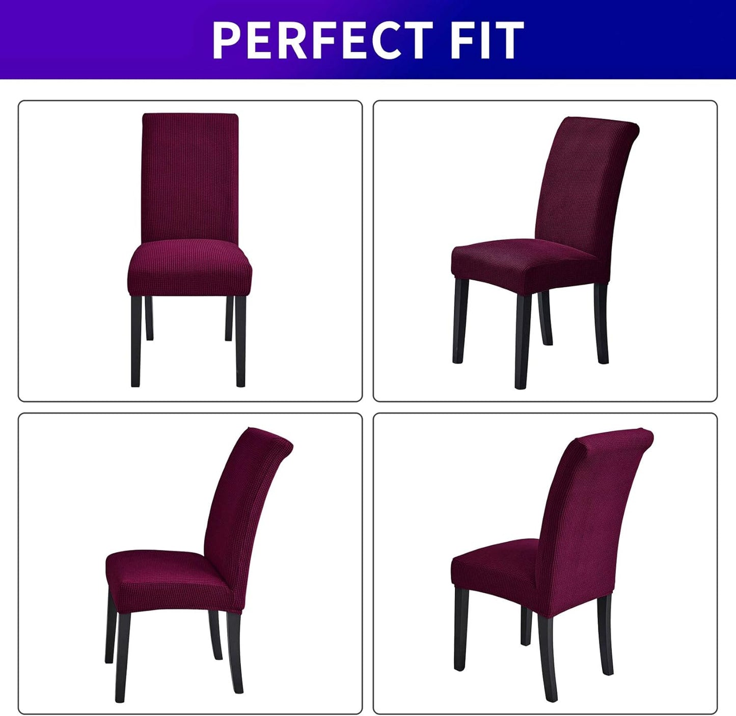 Howhic Stretch Chair Covers for Dining Room Set of 4, Removable Washable Dining Room Chair Covers, Dining Chair Slipcovers Seat Protector, Great for Home and Banquet Decor (Burgundy, 4 Pack)