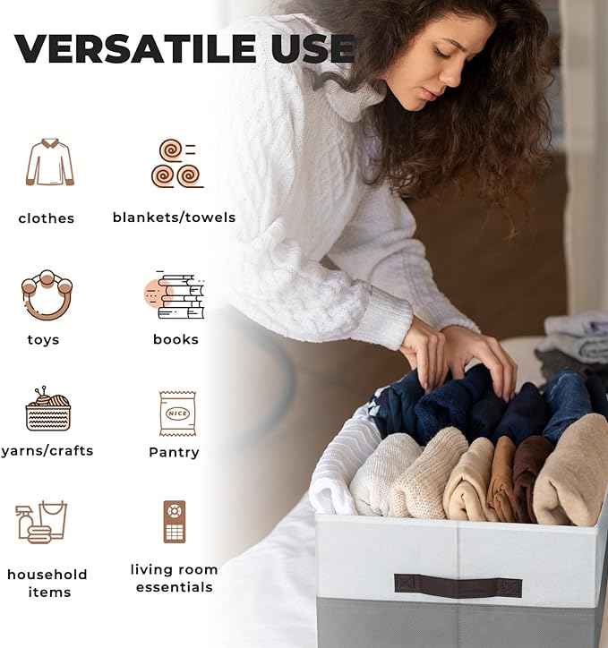 Criusia 8 Pack Closet Organizers and Storage Bins - Extra Large Storage Baskets for Organizing - Clothes Storage Bins for Shelves -Foldable Organizer Bins Totes for Toy Blanket, Dorm Room Essentials