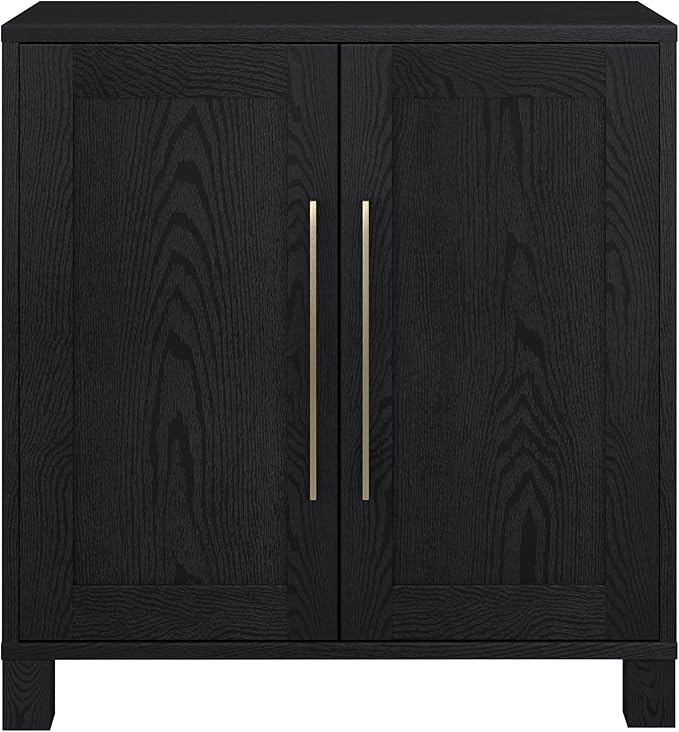 Henn&Hart 28" Wooden Accent Cabinet, Modern Sideboard Buffet Cabinet with 2 Doors and an Adjustable Shelf for Living Room, Dining Room, Bedroom or Entryway, Natural Black