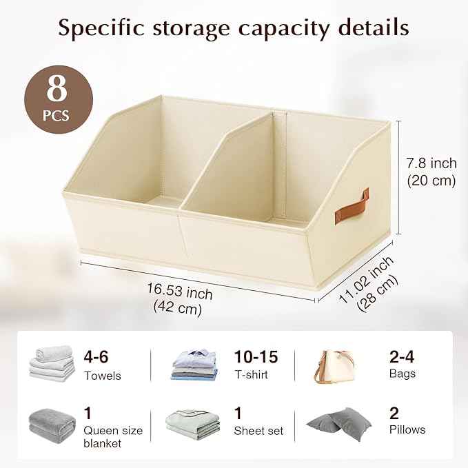 6 Pack Fabric Storage Bins for Organizing 8 Pack Closet Organizers and Storage