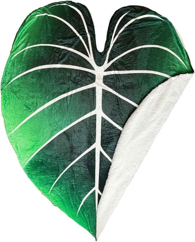 Green Philosophy Co. Giant Leaf Shaped Blanket (Philodendron Gloriosum) Large Modern Home Decorative Leaves Design Soft Warm & Cozy Throw for Living Room Couch Sofa Bed Perfect for Plant Lovers