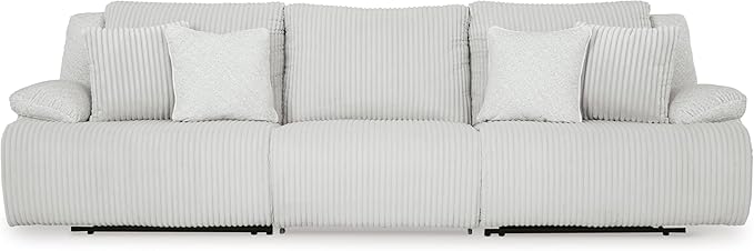 Signature Design by Ashley Top Tier Coastal 3-Piece Reclining Sectional Sofa with 4 Accent Pillows, Light Gray