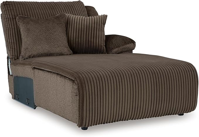 Signature Design by Ashley Top Tier Casual Manual Reclining Right-Arm Facing 3-Piece Sofa Chaise Sectional with 4 Accent Pillows, Dark Brown
