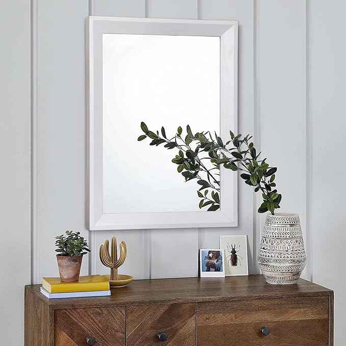 AAZZKANG Rectangular Wall Mirror Decorative Wood Framed Mirrors Large 20"x16" for Farmhouse Bedroom Bathroom Living Room Entryway Hanging Home Decor