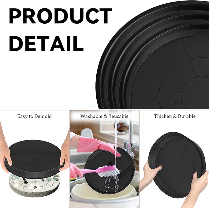 6 Pcs 3 Sizes Round DIY Concrete Stepping Stone Mold - 10.2" 11" 12.6" Reusable Concrete Stepping Stone Molds for Outdoor Garden Walkway Decor, Plastic Concrete Molds for Memorial Gifts