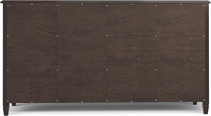 SIMPLIHOME Connaught Buffet - 67 inch Wide Solid Wood 4 Door Sideboard Cabinet in Dark Chestnut Brown, Traditional Dining Room Storage for Kitchen or Living Room with 2 Drawers and Adjustable Shelves