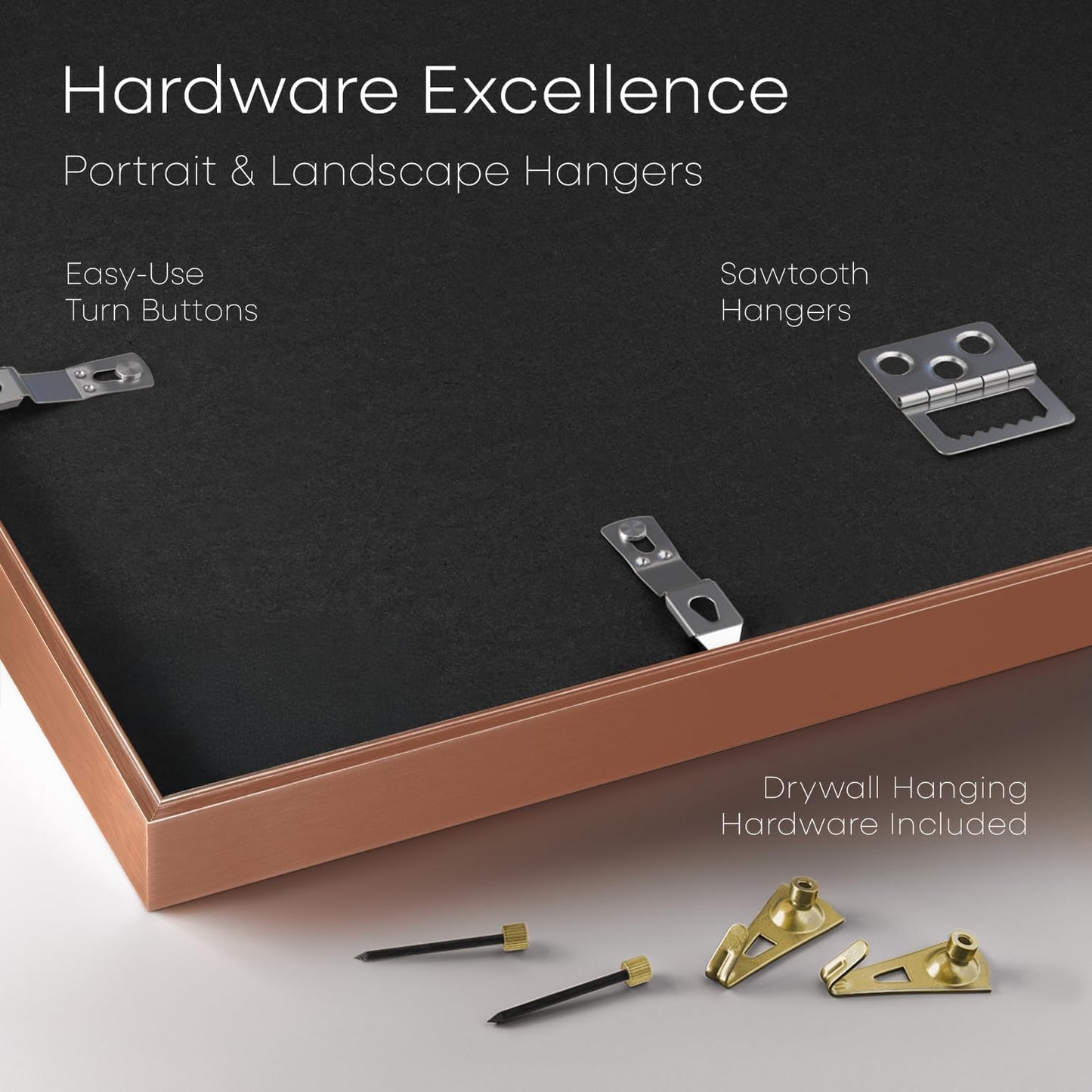 Homeforia 9x12 Rose Gold Frame, High End Metal 9 x 12 Picture Frames with Mat 7 by 10 inch Photo, 9by12 Poster Frame Matted to 7x10 Art, 12x9 Wall or Tabletop Frame, Tempered Glass, Wall Kit, Set of 1