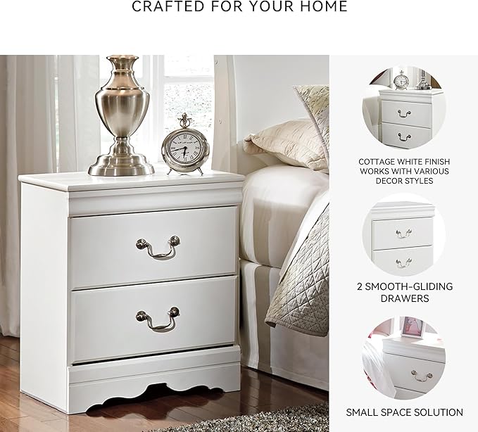 Signature Design by Ashley Anarasia Traditional Children's 2 Drawer Nightstand, 24.41" Tall, White
