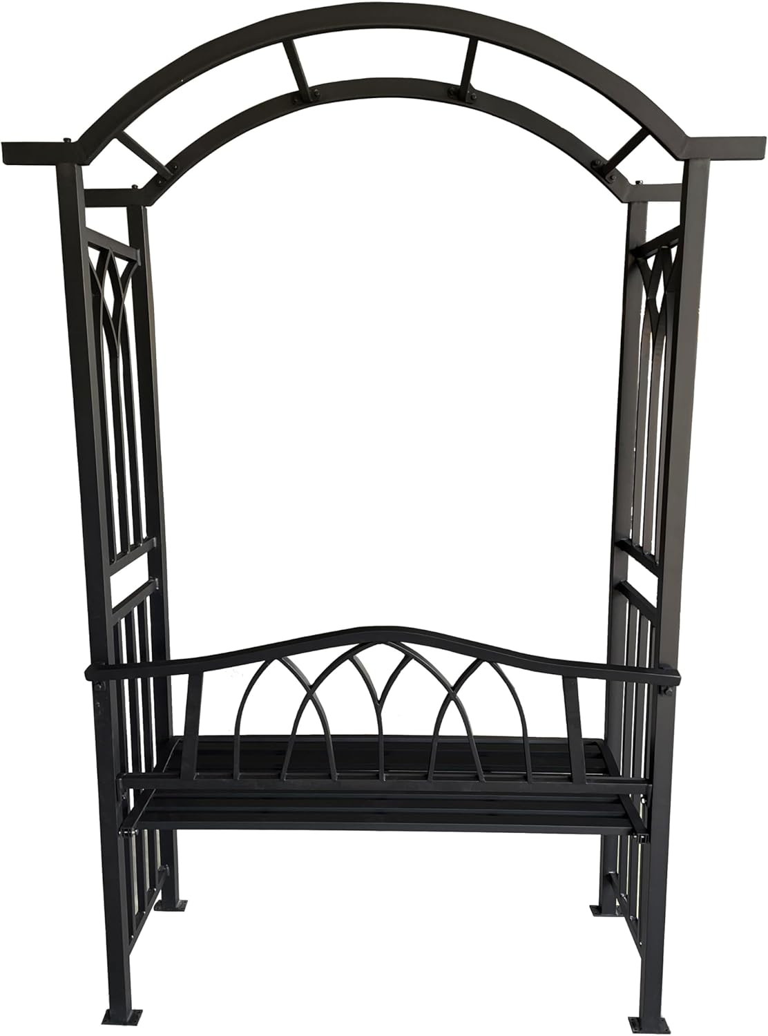 Black Aluminum Garden Arbor Arch with 2-Seater Bench