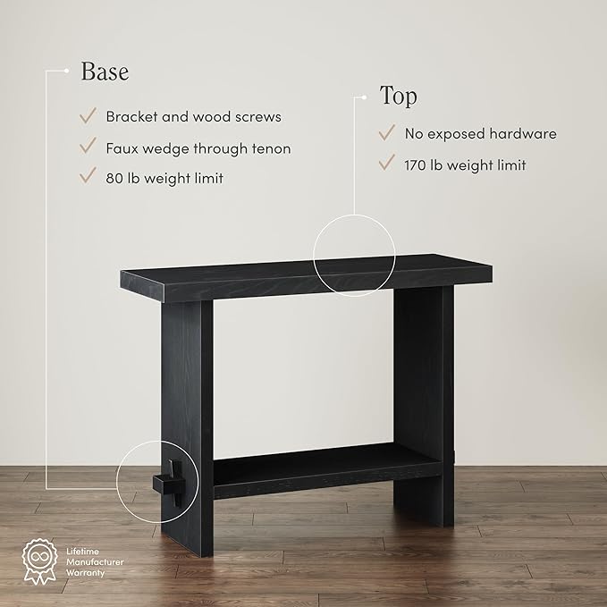 Nathan James Virgo Wood Accent Storage Console Sofa Table, for Entryway, Hallway or Living Room, Reclaimed Black Oak