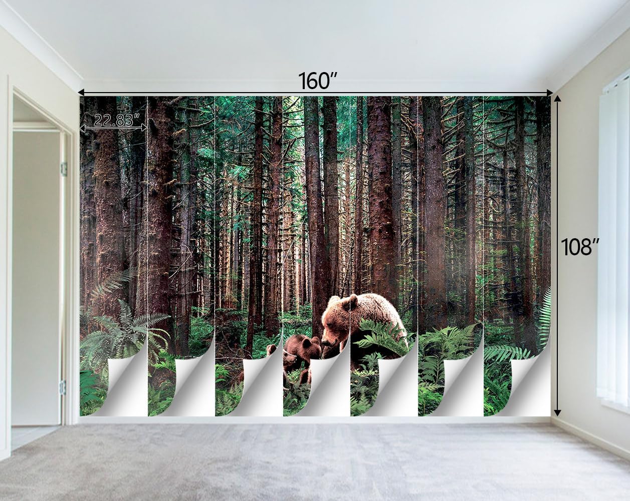 Forest Animals Bear wallpeper Kids Bedroom Woods Wall Mural - 160"x108"（Not Peel and Stick）