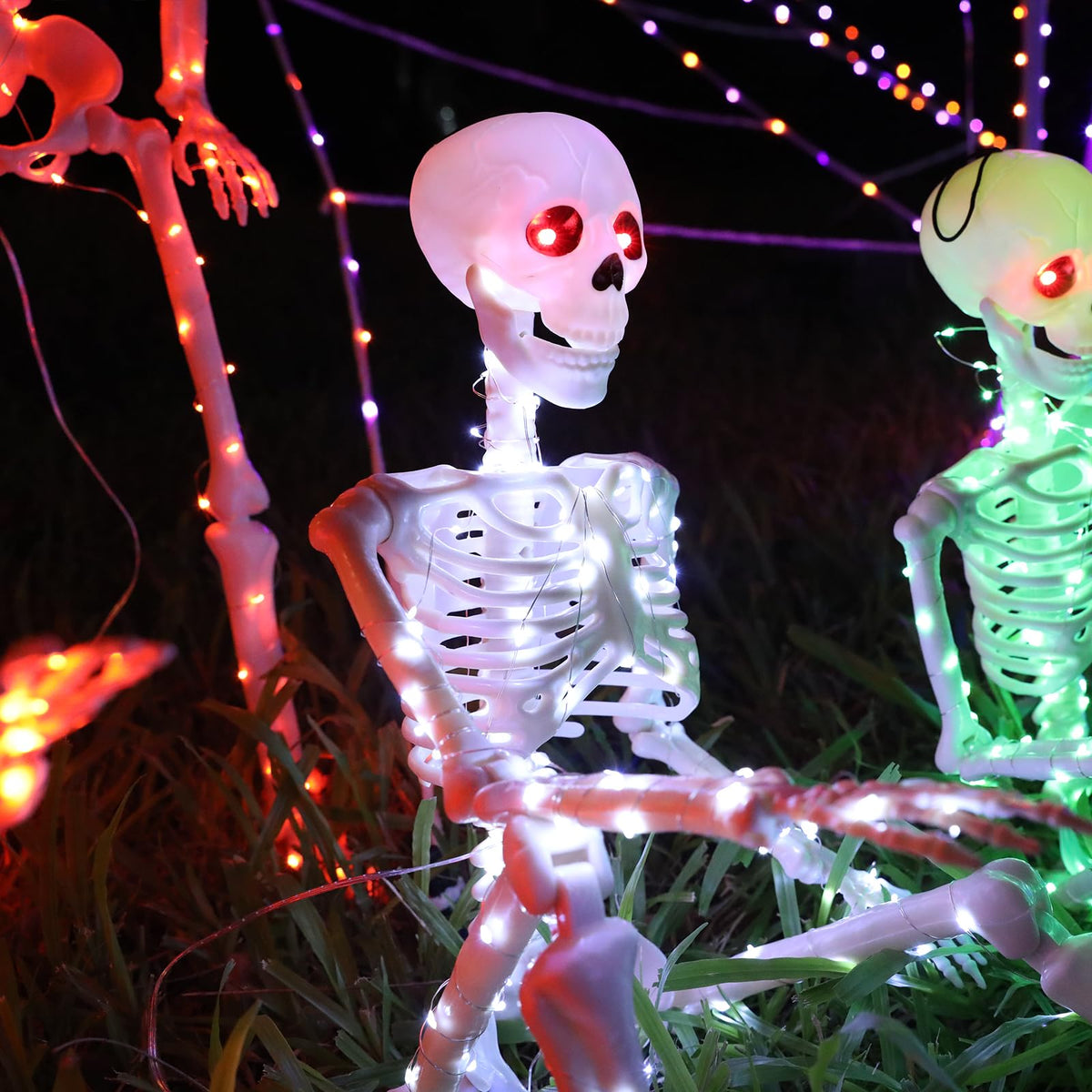 Halloween Decorations Outdoor Skeletons Set (White)
