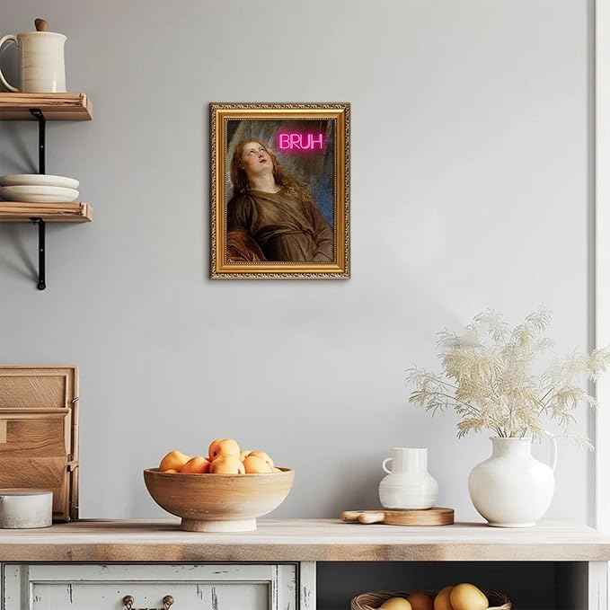 uniro Vintage Gold Framed Wall Art for Home Decor, Retro Funny Bathroom Wall Decor Canvas Artwork, Trendy Funky Wall Art Maximalist Decor, Eclectic Home Bathroom Alternative Fun Art Print Aesthetic Poster for Bathroom, Living Room, Desktop decor - 12x1...