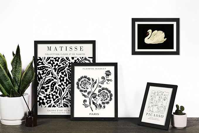 16 PCS Framed Black and White Wall Art Decor, Matisse Abstract Wall Prints for Bedroom, Gallery Wall Frame Set, Minimalist Posters for Living Room Aesthetic, Collage Kit, Dorm Home Artwork