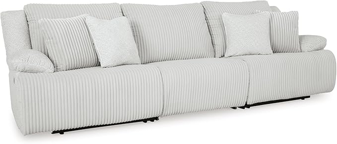 Signature Design by Ashley Top Tier Coastal 3-Piece Reclining Sectional Sofa with 4 Accent Pillows, Light Gray