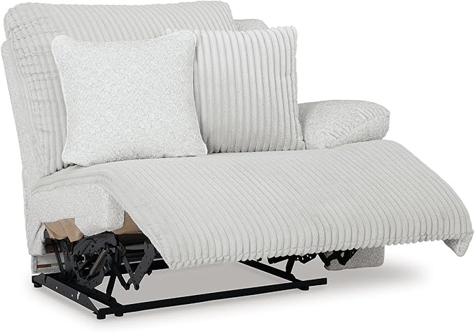 Signature Design by Ashley Top Tier Casual Manual Left-Arm Facing 4-Piece Reclining Sectional with Chaise, Console, Storage, 2 Cup Holders and 4 Accent Pillows, Light Gray