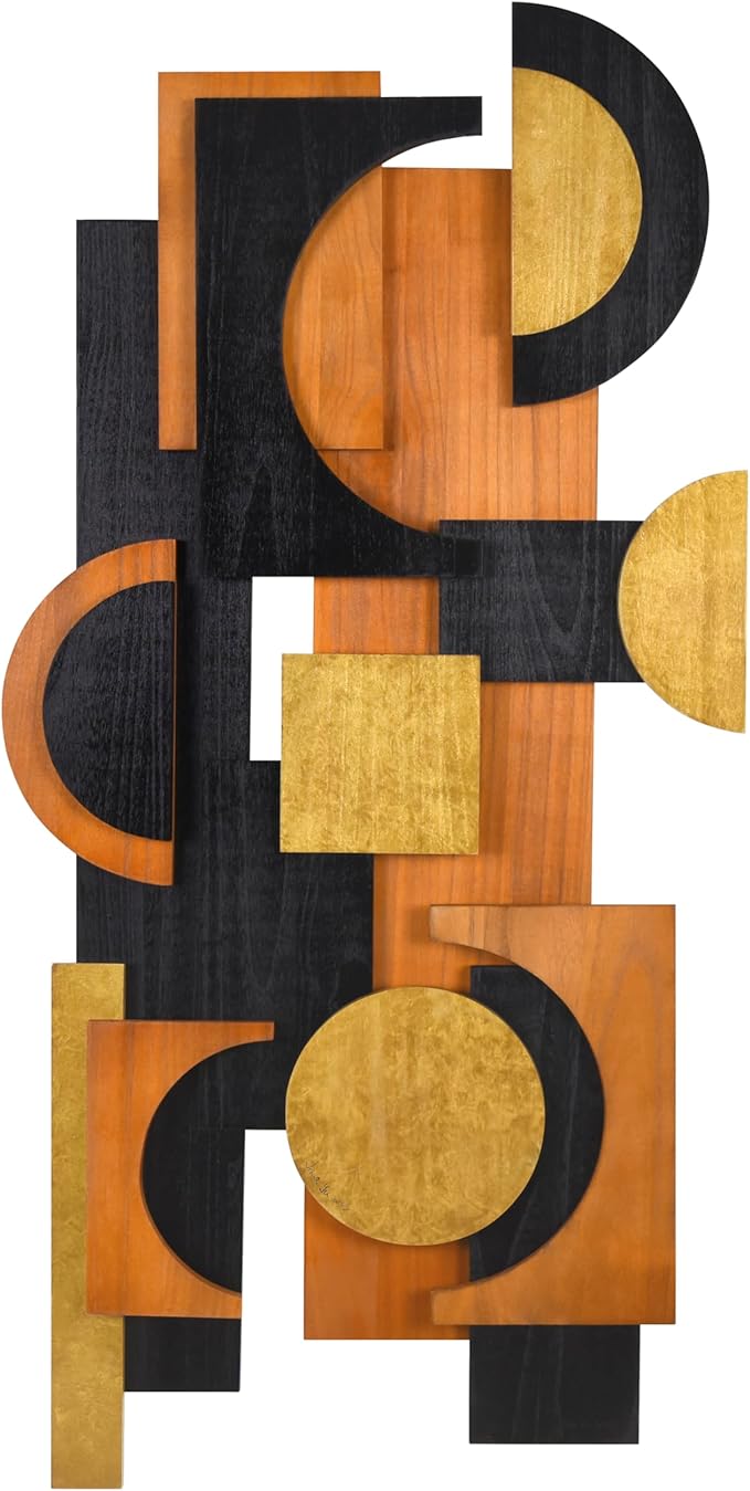 Empire Art Direct "Amber Embraces II" Handmade Dimensional Solid Paulownia Wood Abstracts Wall Art, Ready to Hang, Living Room, Bedroom & Office, 48" x 24"x 1.42"