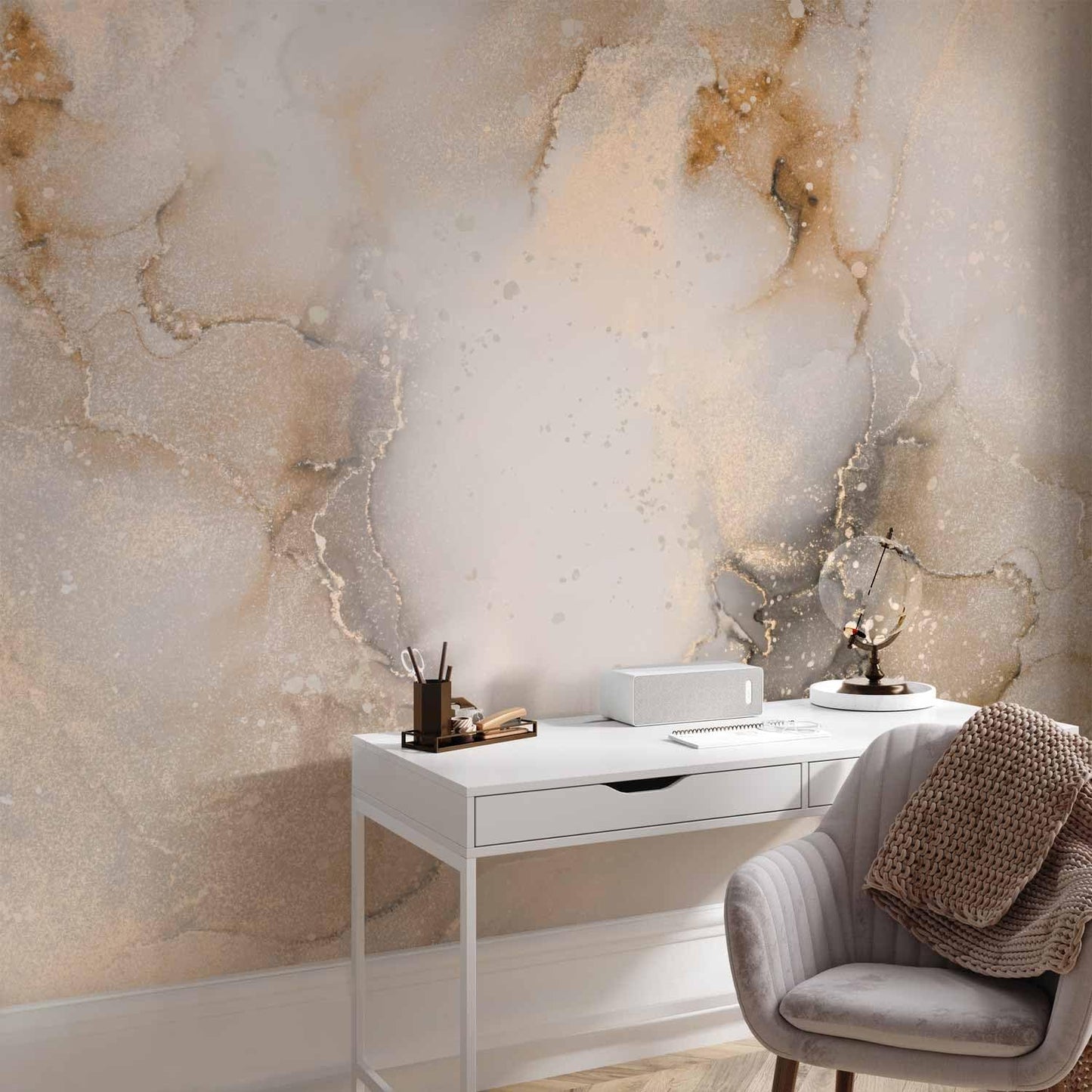 artgeist Wall Mural Peel and Stick Marble Stone 212x98 in - XXL Self-Adhesive Corner Wallpaper Removable Large Sticker Foil Angle Wallpaper Wall Decor Marble Beigef-C-10058-a-d