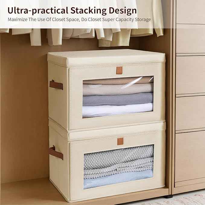 4 Pack Stackable Storage Drawers And Homsorout 2 Pack Large Collapsible Storage Bins with Drawers