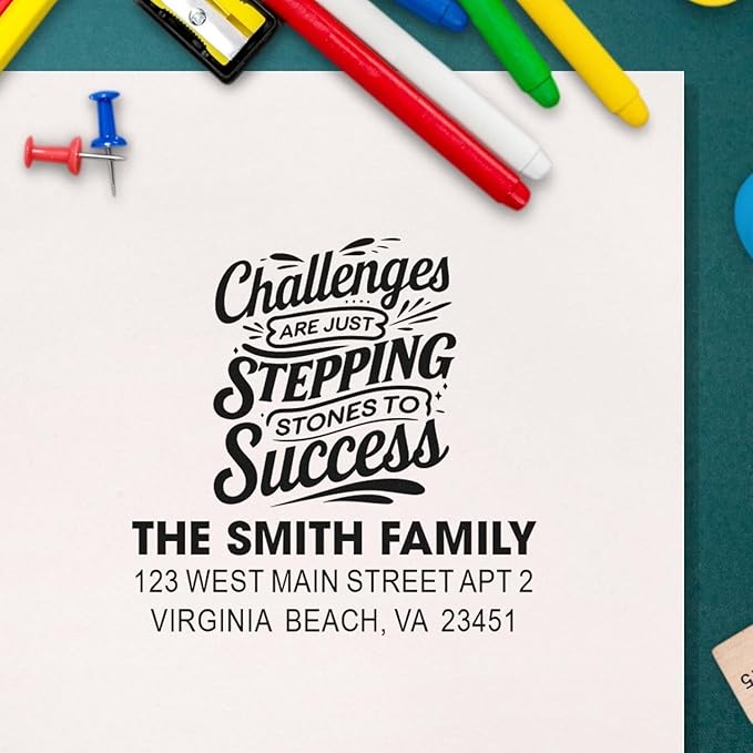 Success Stepping Stones Stepping Stones Rubber Stamp for Cards - Personalized Standard 1-5/8" Square Wood Handle, Line Crafters & Small Business Owners, Ideal DIY Projects, Gifts