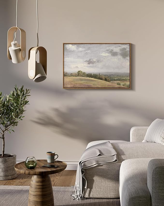 InSimSea Framed Canvas Wall Art Vintage Decor, Large Landscape Wall Art, Wild Field Painting, Rustic Modern Farmhouse Wall Decor for Living Room Bedroom, French Country Decorations, 20"x30"