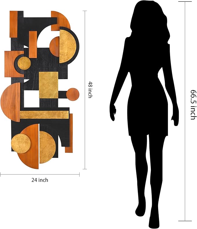 Empire Art Direct "Amber Embraces I" Handmade Dimensional Solid Paulownia Wood Abstracts Wall Art, Ready to Hang, Living Room, Bedroom & Office, 48" x 24"x 1.42"