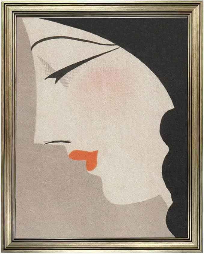 Framed Vintage Japanese Wall Decor Woman Portrait Oil Painting Asian Wall Art Home Decor Girl Room Decor
