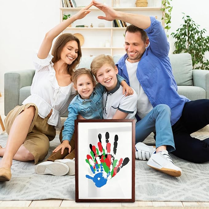 80S Family Handprint Kit, Handprint Art Craft DIY Kit, Baby Hand Print Gift for New Moms, Parents, Grandparents, 6 Safe, Non-Toxic Paints, Ideal for Mother's Day, Father's Day, Anniversary & More