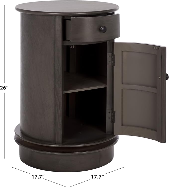 SAFAVIEH Home Collection – Tabitha Black Accent Table, Round Swivel Side Table with 1 Drawer & Interior Cabinet Storage, Classic Pedestal Design, Fully Assembled (AMH5712H)