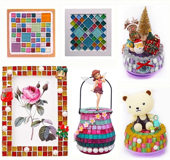 Mosaic Tiles,Glass Tiles, Shine Crystal Mosaic Glass Pieces Bulk Square Glitter Crystal Mosaic Tiles for Home Decoration or DIY Crafts 200g,1x1 cm,Azure
