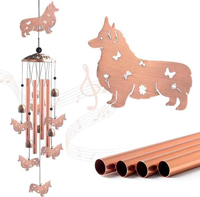 Handcrafted Dachshund Wind Chimes -Dog Gift for Women,Unique Outdoor Musical Decor for Garden,Patio & Nursery, Memorial Day Gifts for Mom/Wife/Daughter, Whimsical Yard Decorations with Soothing Tones