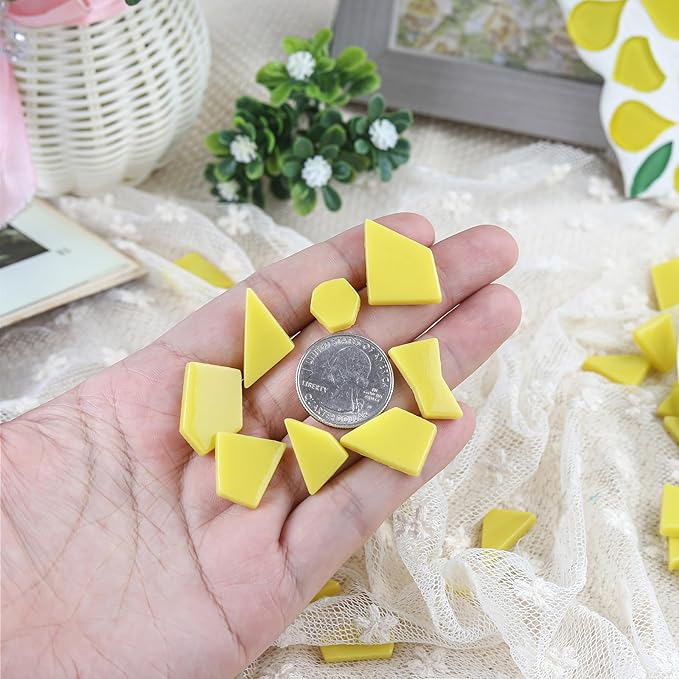 Youway Style Yellow Glass Mosaic Tiles for Crafts Bulk,200g Broken Glass Pieces for DIY Fall Mosaic Art Decor,Garden Mosaic Supplies