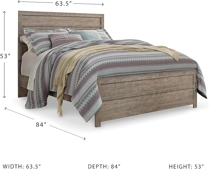 Signature Design by Ashley Culverbach Farmhouse Queen Panel Bed, Foundation or Box Spring Needed, Gray