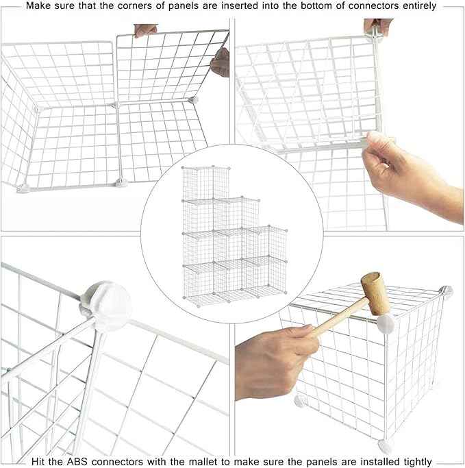 C&AHOME Wire Cube Storage, 9-Cube Organizer Metal, Wire C Grids Storage, Storage Bins Shelf, Modular Bookshelf, Closet Cabinet Ideal for Home, Living Room, Office 36.6”L x 12.4”W x 48.4”H White