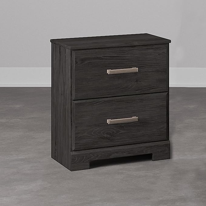 Signature Design by Ashley Belachime Contemporary 2 Drawer Nightstand, 24.41" Tall, Black