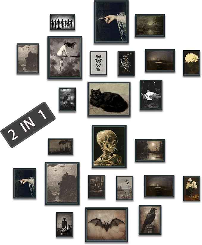 liflikwall Gothic Home Decor Edge Witch Wall Art,Dark Academy Room Decoration,Vintage Wall Art,Retro Minimalist Decorative Aesthetics,Home Living Room Bedroom Decoration (Unframed)