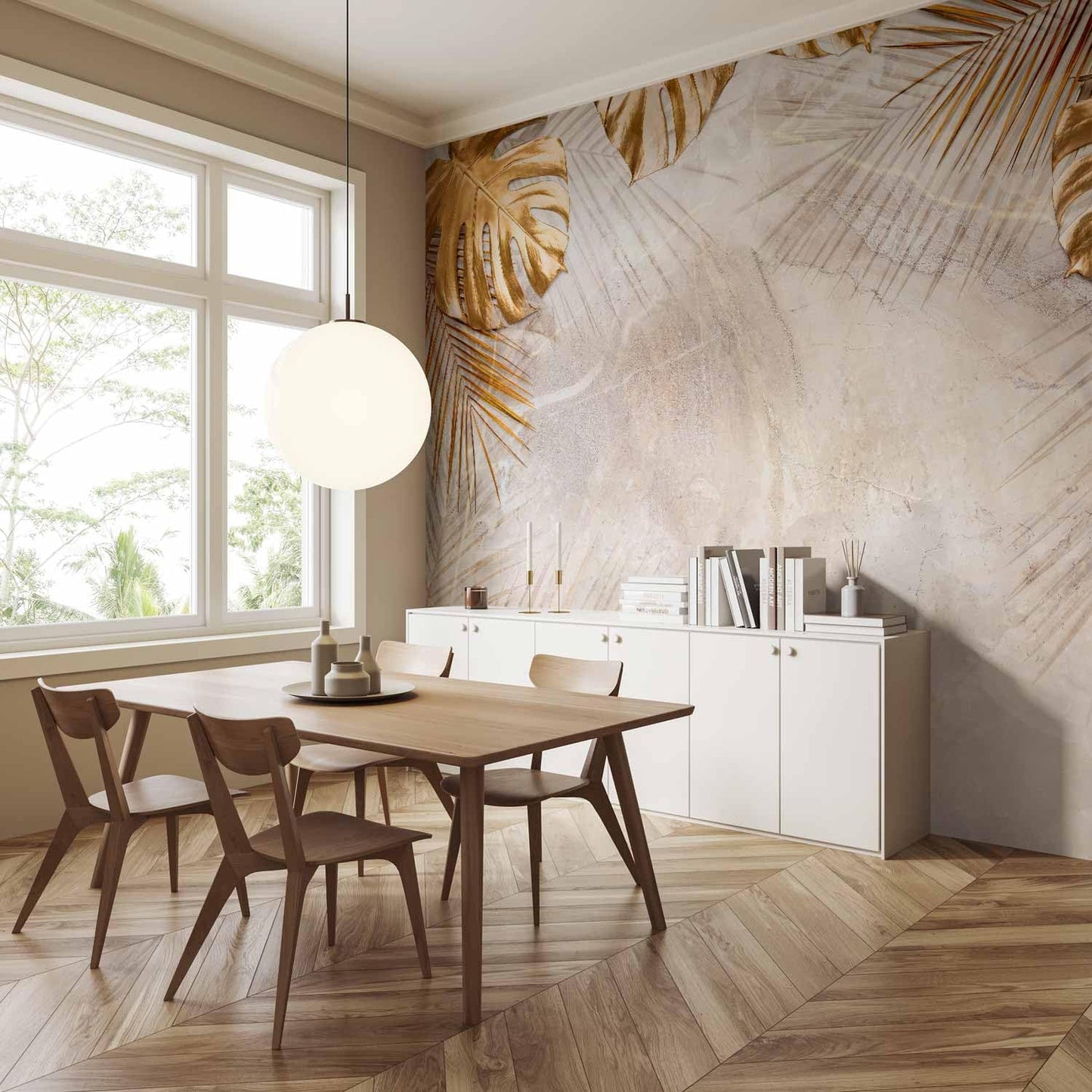artgeist Premium Wall Mural Tropical Leaves 79x55 in - Non-Woven Wallpaper Fleece Wall Decor Photo Print Picture Image Design Monstera Palm Green Leaves b-C-0788-a-a
