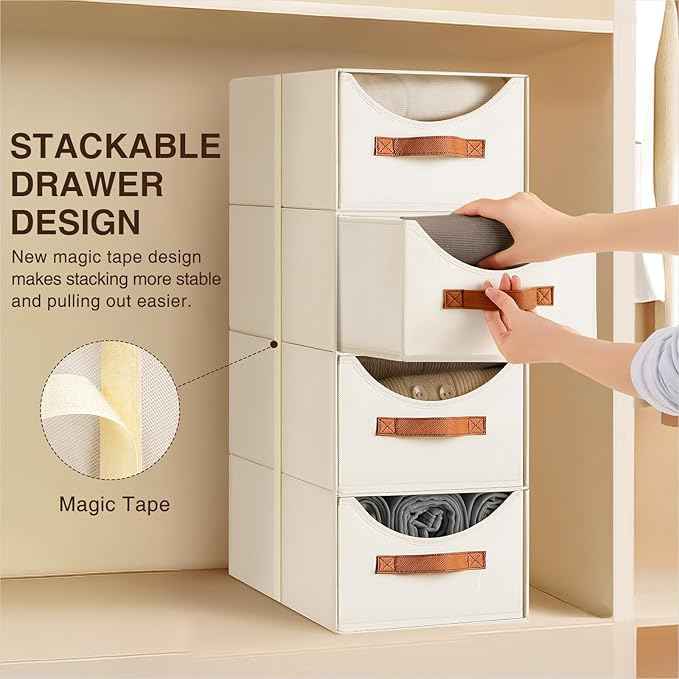 4 Pack Stackable Storage Drawers And Homsorout 4 Pack Collapsible Storage Bins with Drawers