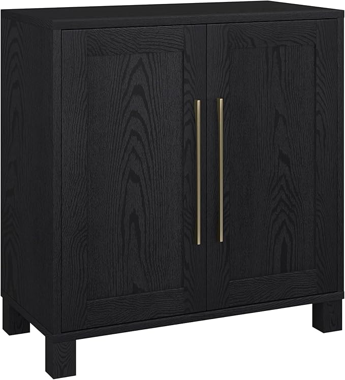 Henn&Hart 28" Wooden Accent Cabinet, Modern Sideboard Buffet Cabinet with 2 Doors and an Adjustable Shelf for Living Room, Dining Room, Bedroom or Entryway, Natural Black
