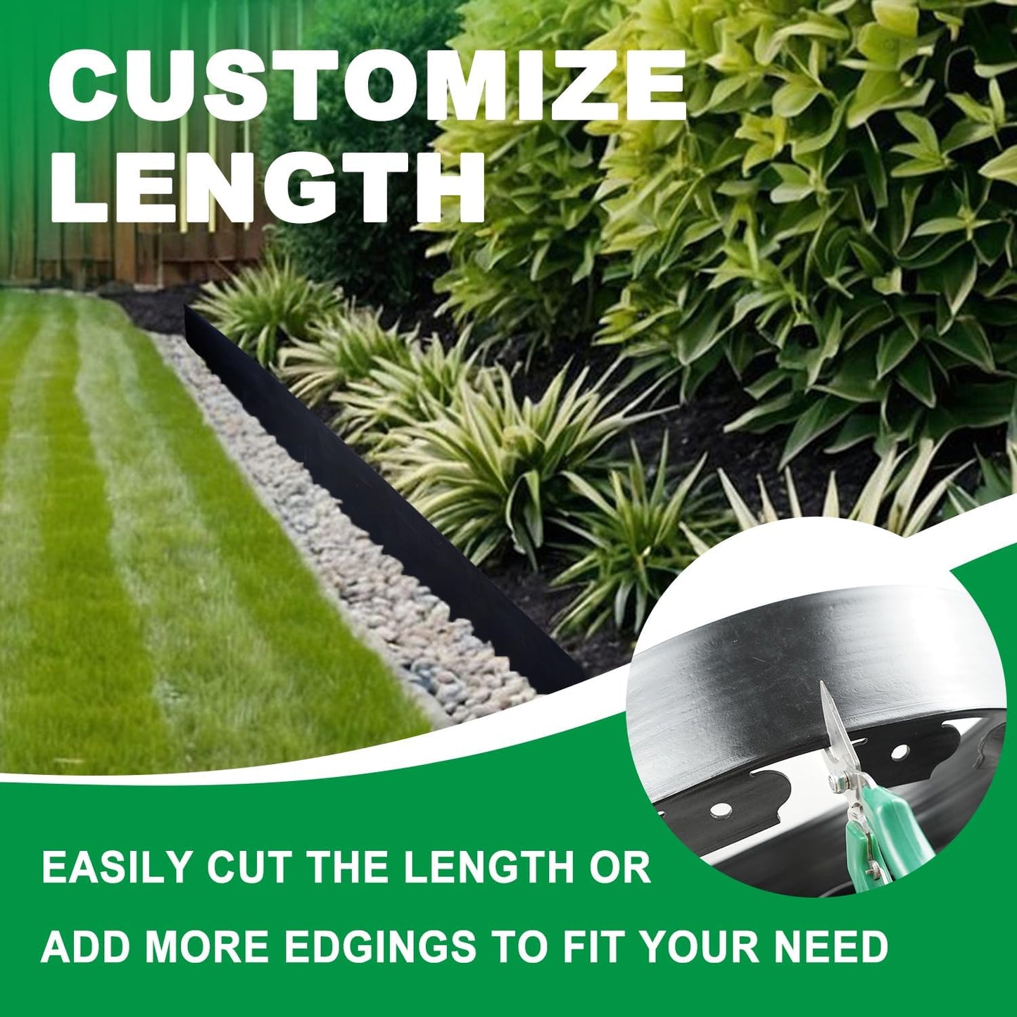 Hugeleaf Landscape Edging Border 60 Feet with 72pcs Spikes, 4inches Flexible Plastic Garden Edging for Landscaping, Lawn, Flower Bed, Yard（Black）