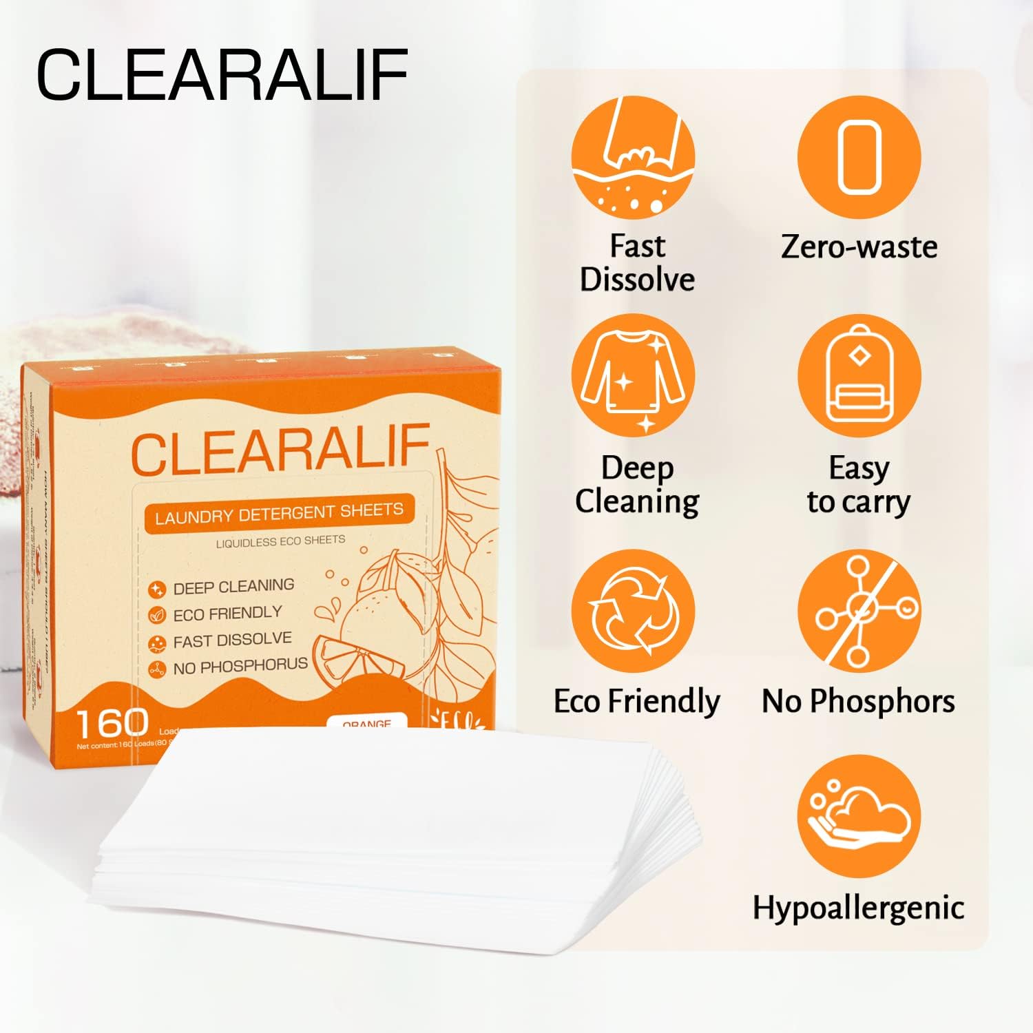 CLEARALIF Laundry Detergent Sheets (320 Loads), Orange,Great For Travel,Apartments, Dorms,CLEARALIF Laundry Detergent Strips Eco Friendly & Hypoallergenic (80 Count, Pack of 2) - Décor Diaries