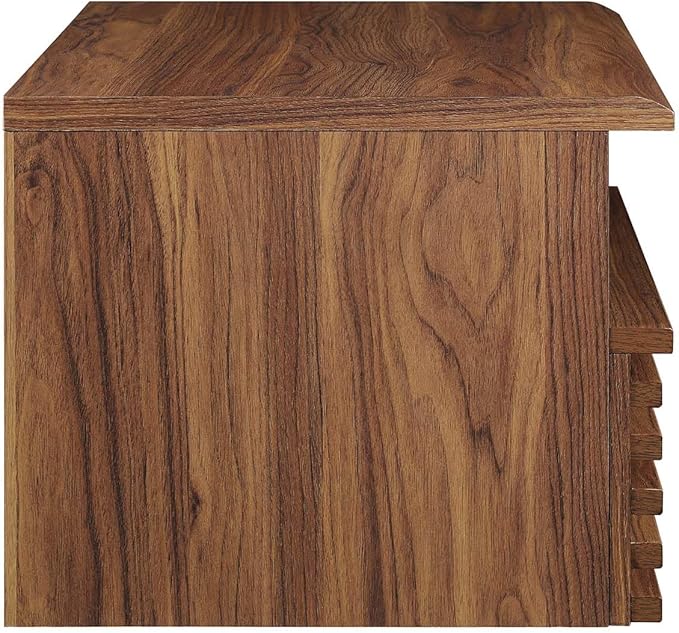 Modway Render Mid-Century Modern, Wall-Mount Nightstand, Walnut
