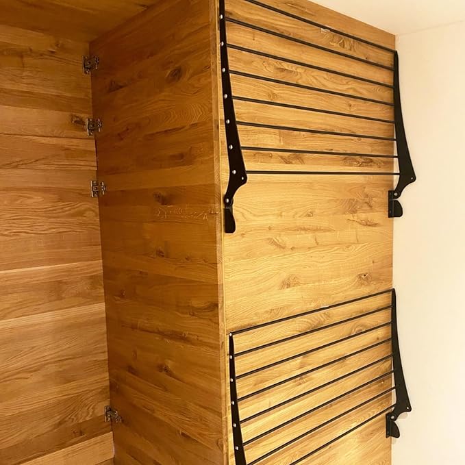 foxydry Fold, Wall Drying Rack, Vertical Drying Rack for Indoor and Outdoor Aluminium and Steel (Black - Closing Down, 2X Fold 60)