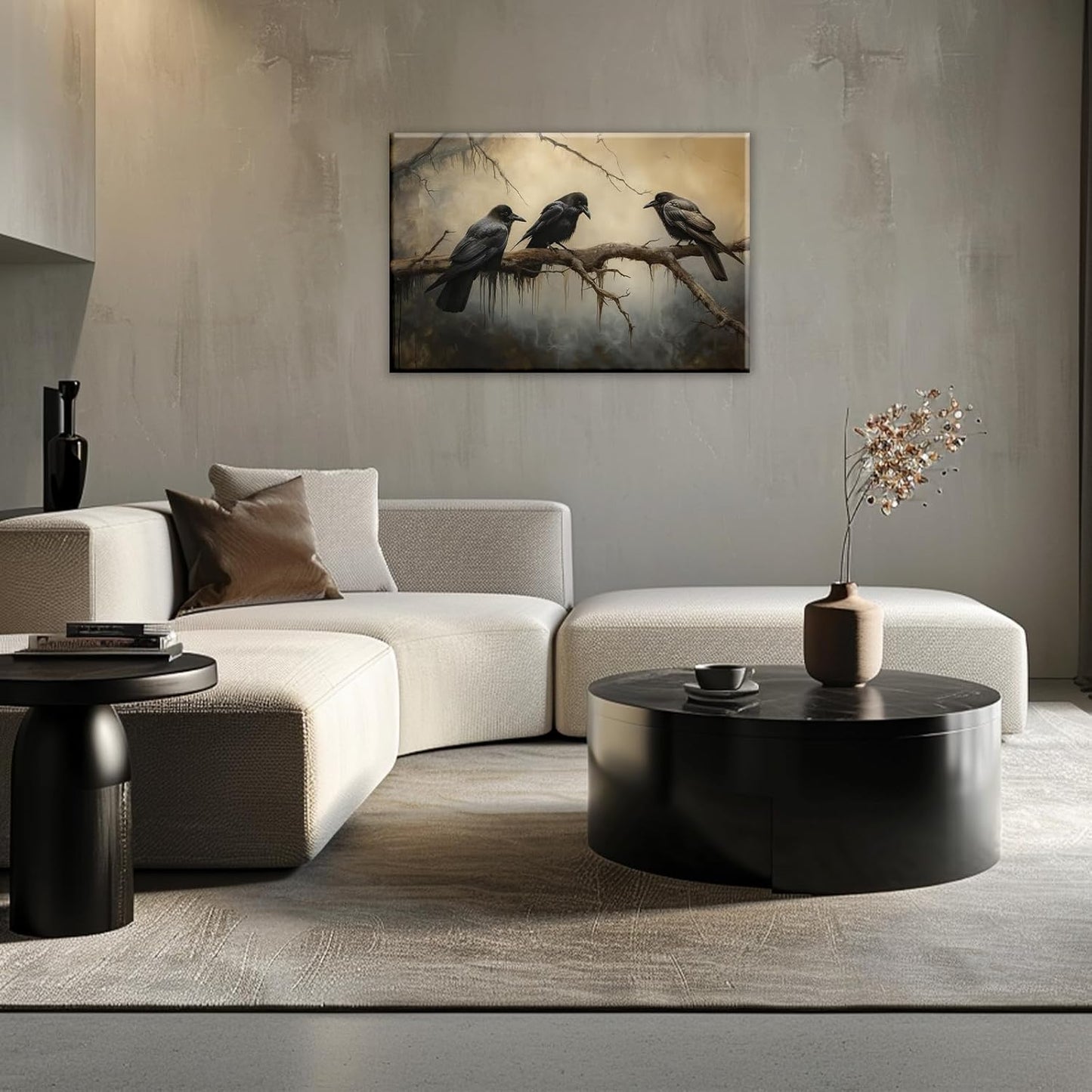 OAAPITI Halloween Decor Vintage Crow Wall Art Retro Art Poster Creepy Raven Picture Print Horrid Cemetery Painting Artwork Home Wall Decor(Artwork-4,28"x42")